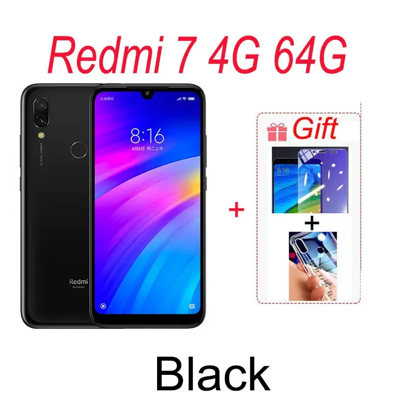 Original Xiaomi Redmi 7 4GB 64GB 6.81'' Mobile Phones Global ROM Google Play Android 4000 mAh Smartphone Fingerprint Free Gift