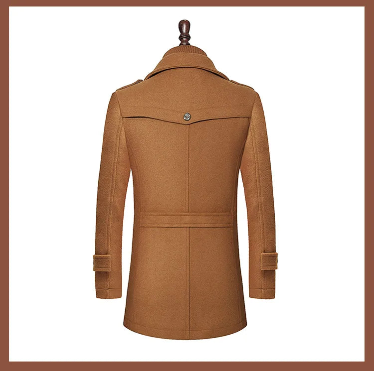 Men's Autumn Winter Fashion High-End Atmosphere Long Thickened Wool Overcoat Middle-Aged Men's Stylish Woolen Coat