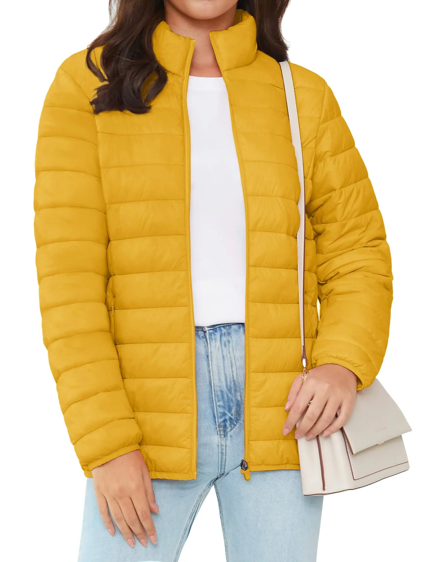 TACVASEN Full Zip Up Puffer Jacket Womens Winter Lightweight Quilted Down Warm Coats Casual Windbreaker Oversize Outwear Outdoor