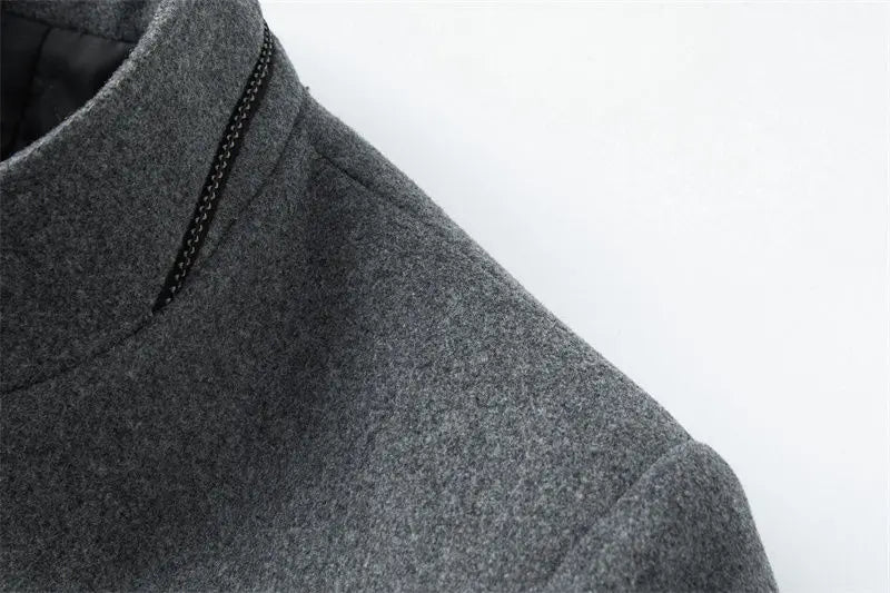 Autumn and winter woolen coats, men's young and middle-aged woolen jackets, stand-up collar woolen overcoats