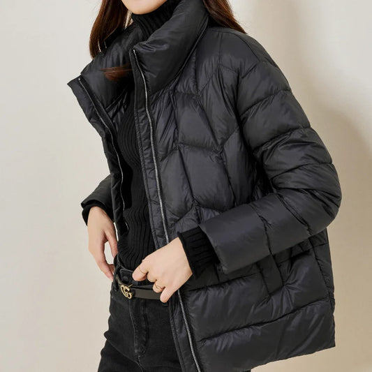2025 Winter New Women Short Cotton-padded Jackets Female Korean Stand Collar Overcoats Ladies Solid Color Warm Coats A195