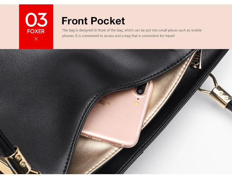FOXER Elegant Women Shoulder Tote Bag Cowhide Fashion Luxury Design Female Handbag Purse Festival Gift for Wife,Mom