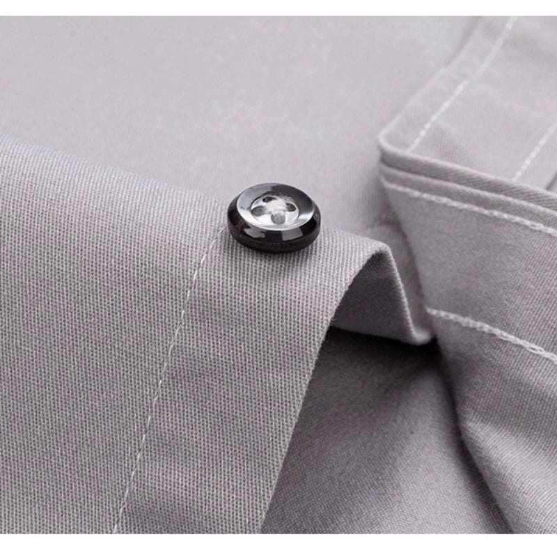 7XL Solid Color 100 Cotton Long Sleeve Shirt Men Business Casual White Shirt Black Blue Men Shirt Long Sleeve Slim Fit Pocket