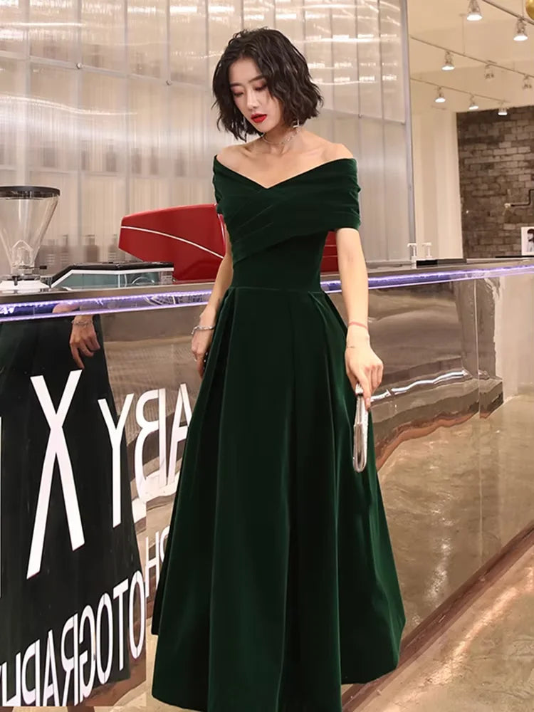 Mauroicardi Spring Long Luxury Elegant Chic Black Soft Velvet Evening Party Wedding Dresses for Women Off Shoulder Maxi Clothes